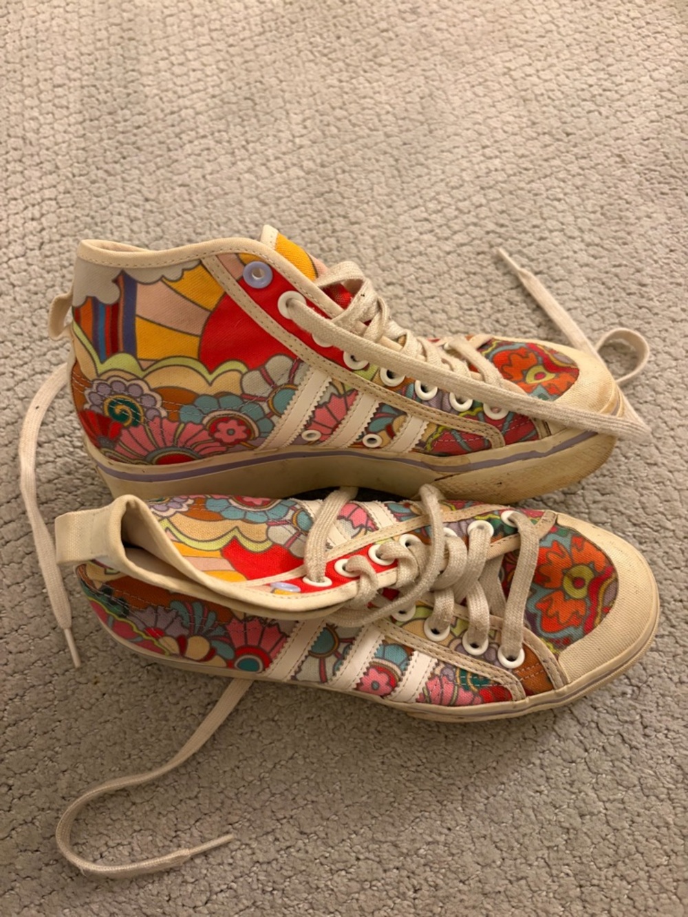adidas Women's Multicolor Floral Print Nizza platform sneakers